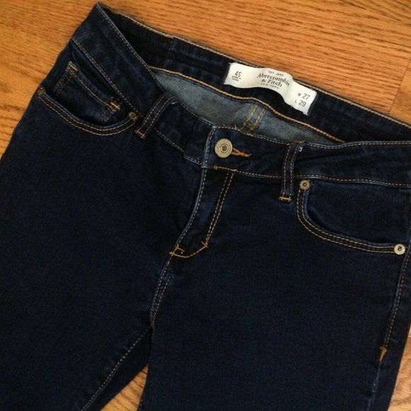 ABERCROMBIE FITCH SUPER SKINNY JEANS WOMENS 4S DARK BLUE STRETCH DENIM 27x29 - Picture 5 of 13